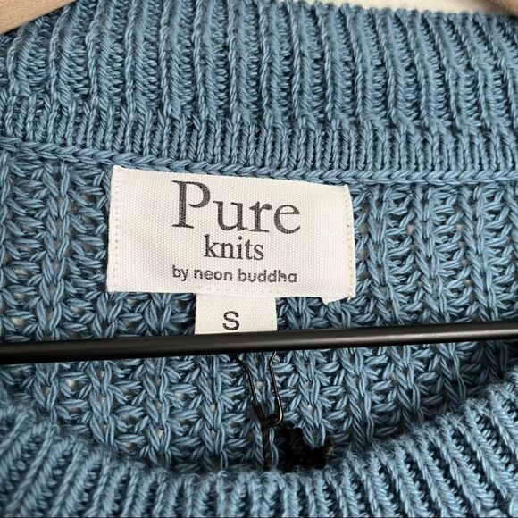 NWT Pure Knits by Neon Buddha Road Trip Pullover Sweater in Blue and Grey Small‎ - Picture 4 of 9